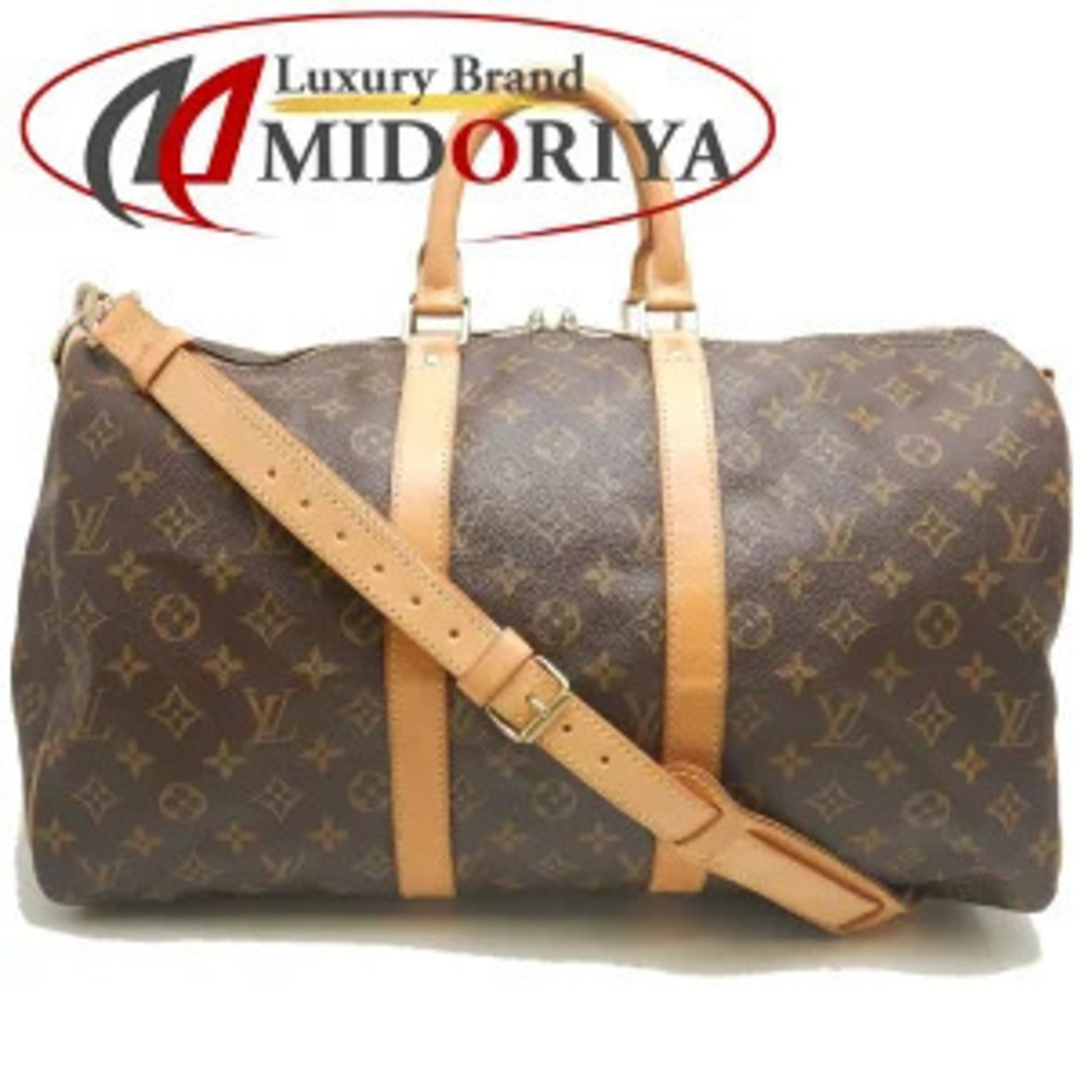 Louis Vuitton Monogram Keepall Bandouliere Travel Bag Canvas Leather Brown